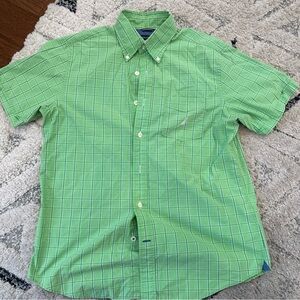 Nautica Men's Short Sleeve Button-Up Green Size Medium